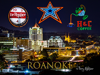 Roanoke Night Collage One By Terry Aldhizer